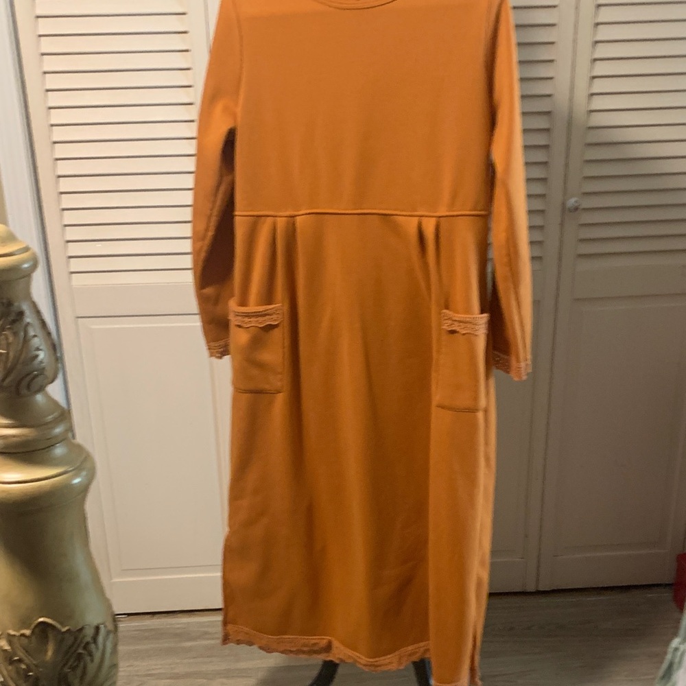 NWOT Elegant Orange Long Sleeve Maxi Dress. D1